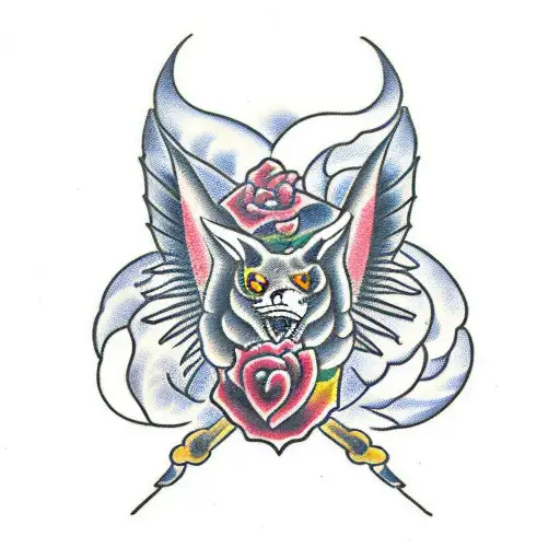 pike with roses tattoo design idea