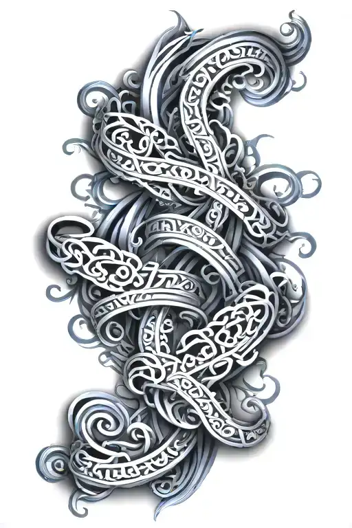 names intertwined tattoo design idea
