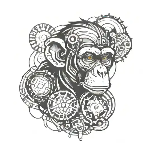 monkey and science abstract design tattoo design idea
