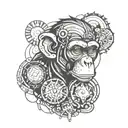 monkey and science abstract design tattoo design idea