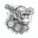 monkey and science abstract design tattoo design idea
