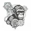 monkey and science abstract design tattoo design idea