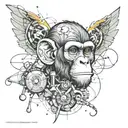 monkey and science abstract design tattoo design idea