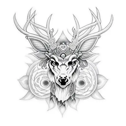 demon deer mandala tattoo design idea