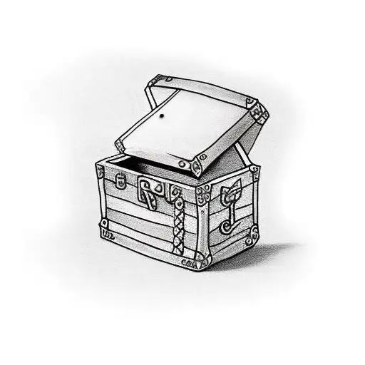 rustic Treasure chest  tattoo design idea