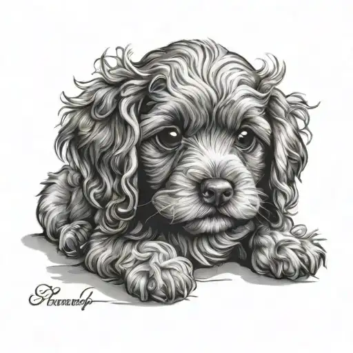 cavapoo puppy face tattoo design idea
