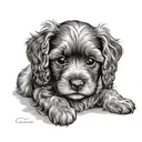 cavapoo puppy face tattoo design idea