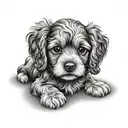 cavapoo puppy face tattoo design idea