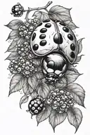 ladybug and blueberries tattoo design idea