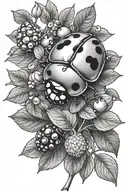 ladybug and blueberries tattoo design idea