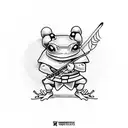 A tiny samurai frog holding a sword. He must be funny tattoo design idea