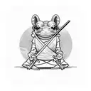 A tiny samurai frog holding a sword. He must be funny tattoo design idea