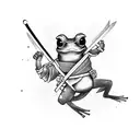 A samurai frog holding a sword  tattoo design idea