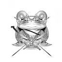 A samurai frog holding a sword  tattoo design idea