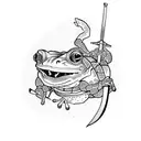 A samurai frog holding a sword  tattoo design idea