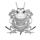 A samurai frog holding a sword  tattoo design idea