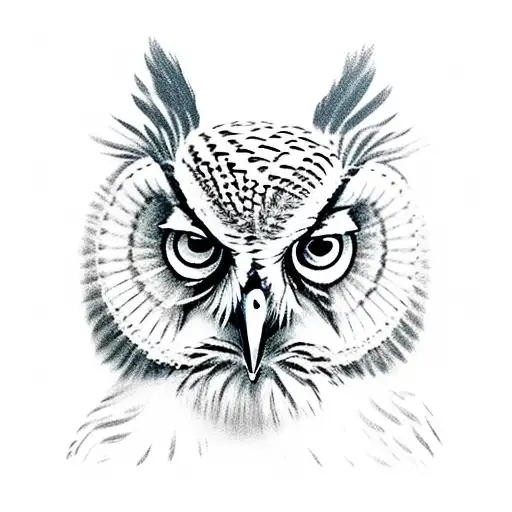 realism owl on throat tattoo design idea