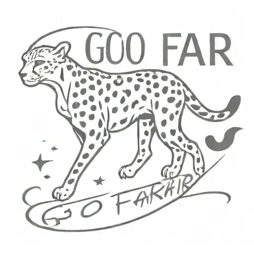go far word cheetah running tattoo design idea