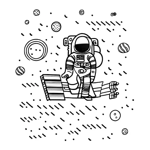 astronaut in a asteroid tattoo design idea
