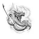 Guts wielding the Dragon Slayer sword in an epic battle tattoo design idea