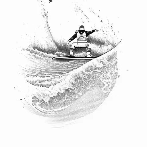 A wakeboarder riding a wave made of coke tattoo design idea