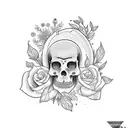 crystal with botanical elements and ornamental and  simetrical adorments tattoo design idea