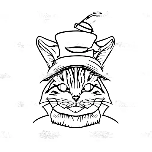 the cat's head from alice in wonderland using the mad hatter's hat tattoo design idea