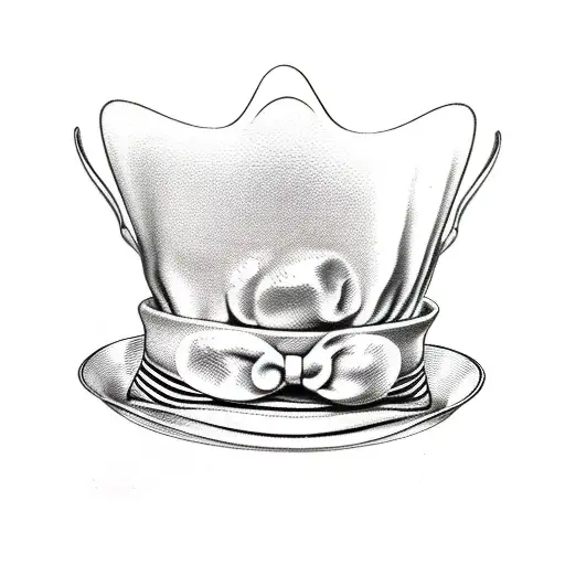 the cat's head from Alice in Wonderland using the Mad Hatter's hat with small cups, cards and other elements from the st tattoo design idea