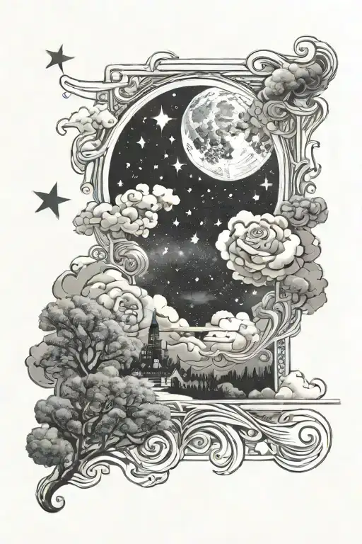 night sky filled tattoo design idea