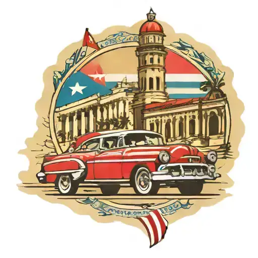 Havana Cuba, cuban flag, the lighthouse, capitolio, malecon, Chevrolet 54, cigar  tattoo design idea