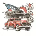 cuban flad and Cuban cars  tattoo design idea