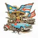 cuban flad and Cuban cars  tattoo design idea