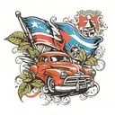 cuban flad and Cuban cars  tattoo design idea