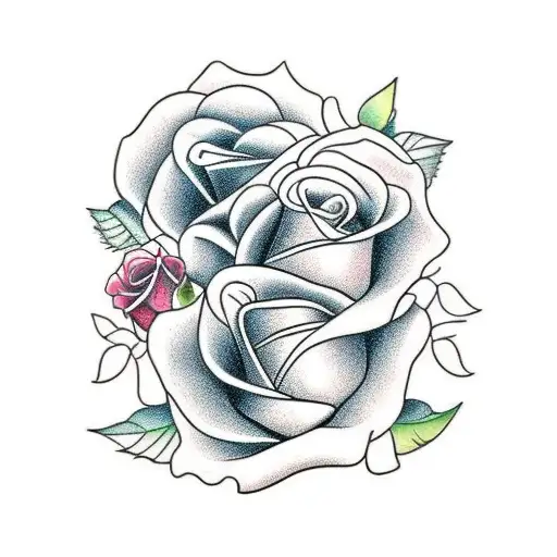 Julio cesar imperador, com rosas coloridas ao redor, e a frase veni vidi vici tattoo design idea
