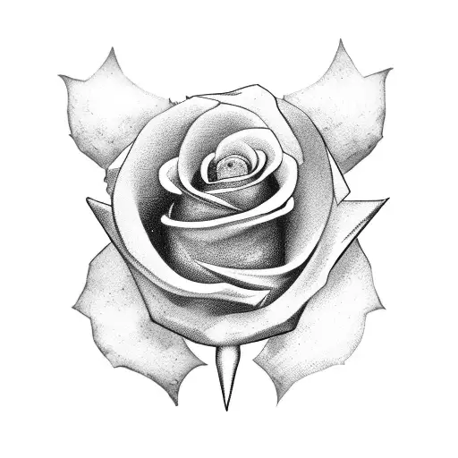 sword rose tattoo design idea