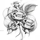 snake with roses tattoo design idea