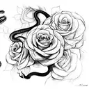 snake with roses tattoo design idea
