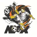A dynamic composition of a soccer player executing a bicycle kick in mid-air, with a dramatic sense of movement tattoo design idea