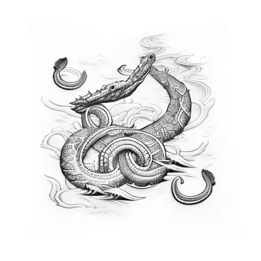 sea serpent  extended  tattoo design idea