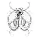 sea serpent partially coiled tattoo design idea