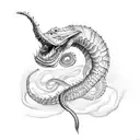 sea serpent partially coiled tattoo design idea