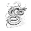 sea serpent partially coiled tattoo design idea