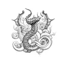 sea serpent  extended  tattoo design idea