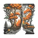 negative space forest on forearm tattoo design idea