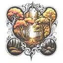 negative space forest on forearm tattoo design idea