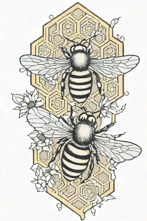 bee and honeycomb tattoo design idea