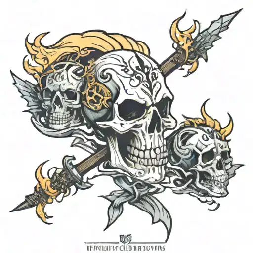 skull ghost rider surrounded tattoo design idea