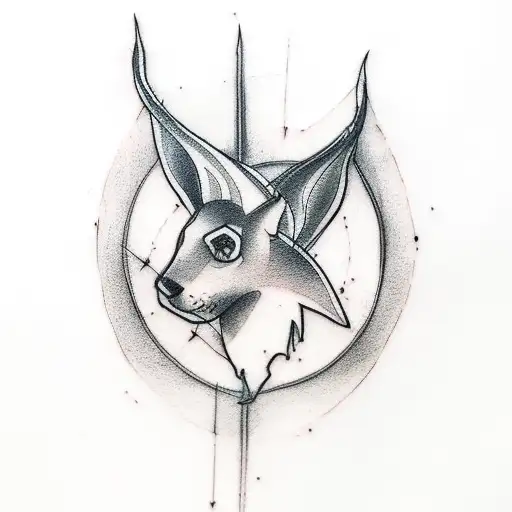 A minimalist tattoo of Snape's wand performing the Patronus charm with the doe tattoo design idea