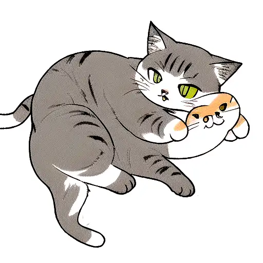 i want a cat tatto and the cat should lie on its back and i like it look chubby and cute tattoo design idea