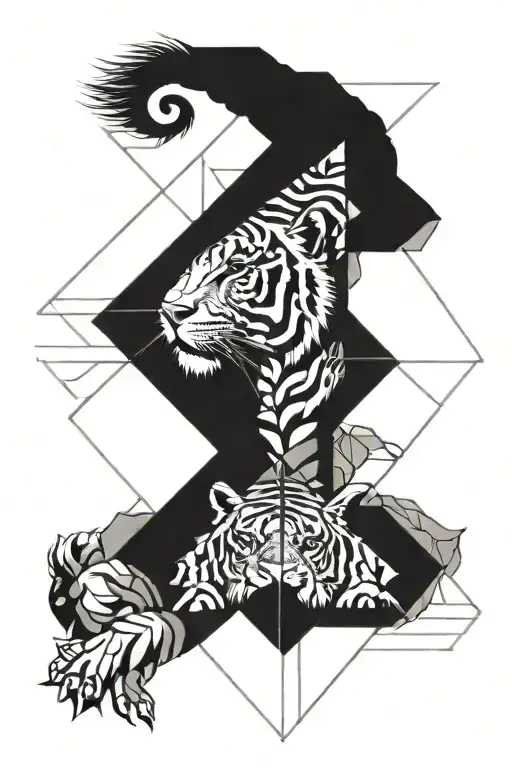 cancer zodiac sign, tiger face, highs and lows tattoo design idea